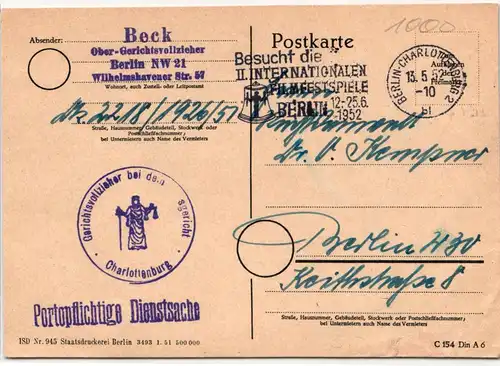 Berlin auf Postkarte Freistempel #JX682
