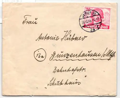 Berlin 62 auf Brief als Einzelfrankatur portogerecht #JX630