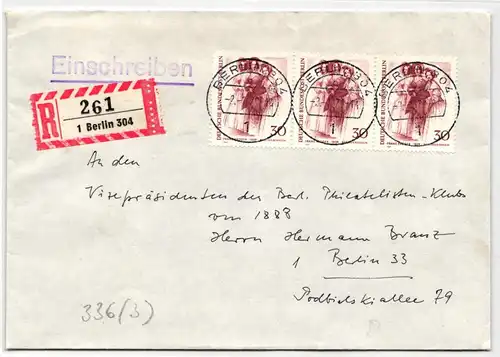 Berlin 336 auf Brief als Mehrfachfrankatur portogerecht #JX647