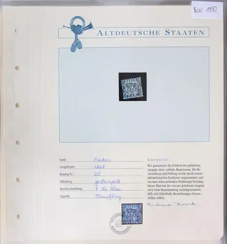 Baden 25 gestempelt auf Borekseite + Garantie #JX513