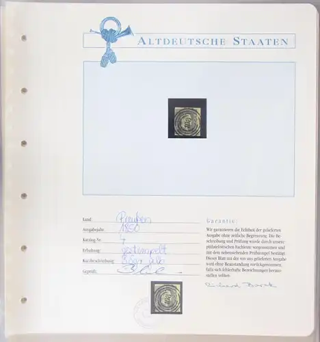 Preussen 4 gestempelt auf Borekseite + Garantie #JX530