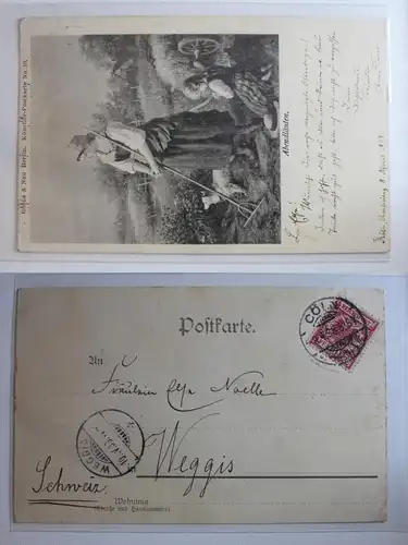 AK Abendläuten Frau mit Kind Künstlerkarte 1898 #PA983