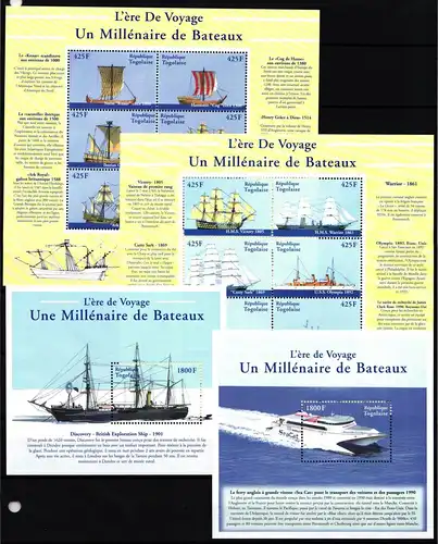 Togo 3131-3142 und Block 461 und 462 postfrisch Kleinbogensatz / Schiffe #JH729