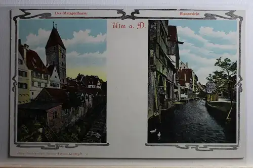 AK Ulm Der Metzgerturm u. Blauansicht Mehrbildkarte #PC623