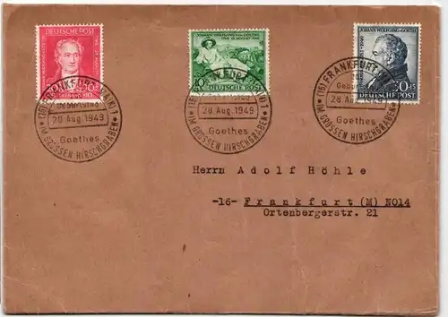 Bi-Zone 108-110 auf Brief als Mischfrankatur Satzbrief mit Sonderstempel #JX859