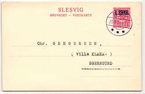 Deutsche Abstimmungsgebiete Schleswig P 5 als Ganzsache gestempelt #JX954