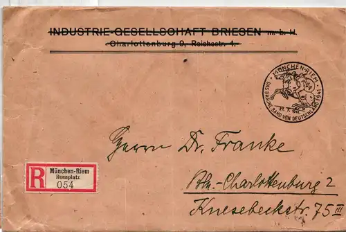 Deutsches Reich auf Brief Freistempler München Riem #KD171