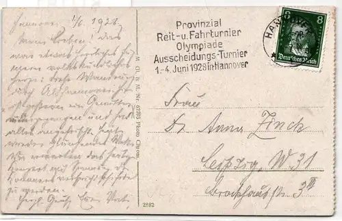 Deutsches Reich 389 auf Postkarte Olympiade #KD181