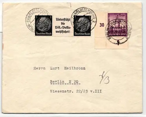 Deutsches Reich W 92, 819 auf Brief als Mischfrankatur portogerecht #KD146