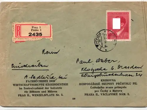 Deutsche Besetzung Böhmen Mähren 109 auf Brief als Einzelfrankatur #KD137