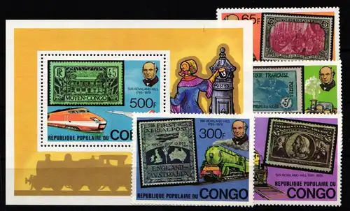 Kongo (Brazzaville) 680-683 und Block 19 postfrisch #KA280