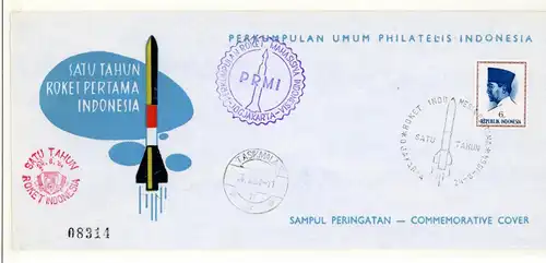 Erinnerungsumschlag zum 1. Raketenstart Indonesiens am 24.8.1963 #KB512