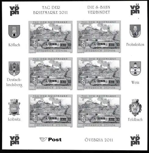 Österreich 2936 B postfrisch als Schwarzdruck-Kleinbogen #JI807