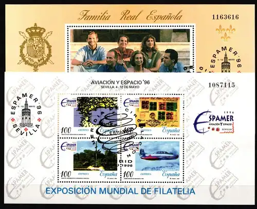 Spanien Block 64 + 65 gestempelt Ersttagssonderstempel, Espamer `96 #JI774