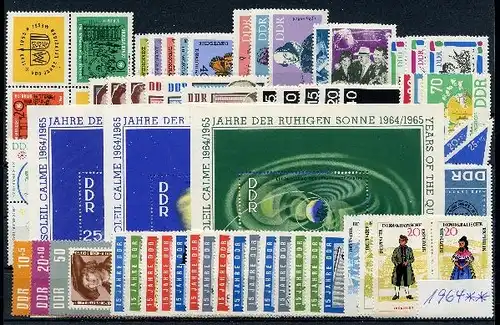 DDR Jahrgang 1964 postfrisch jede MiNr 1x mit Block #DDR-XX-1964