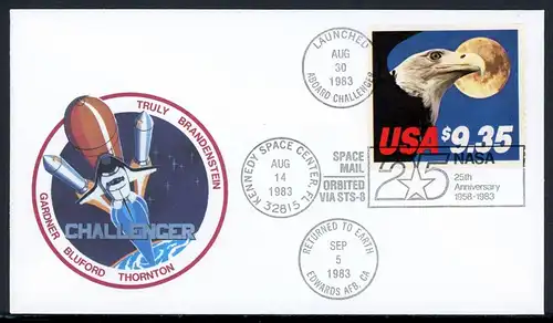 USA 1648 C auf Raketenpost Challenger 1983 im Folder Nr. 144370 #KB545