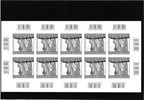 Österreich 2807 postfrisch als Schwarzdruck-Kleinbogen #JI865