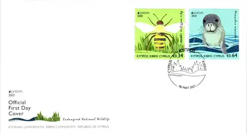Zypern Jahrgang 2021 gestempelt als FDC Ersttagsonderstempel ohne 1473 #JI927