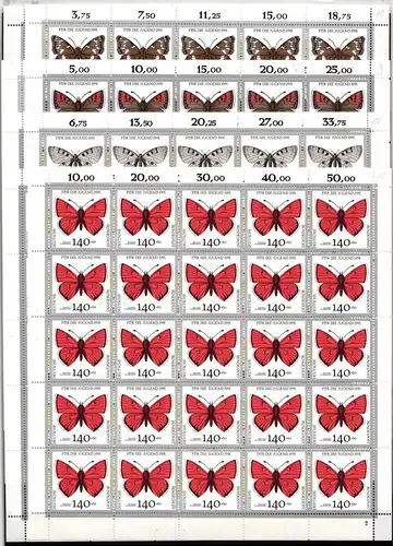 Bund 1512-1519 postfrisch als 25er Bögen, Schmetterlinge #JI967