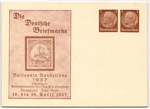 Deutsches Reich PP 134/ C 1 als Ganzsache ungebraucht #JX957