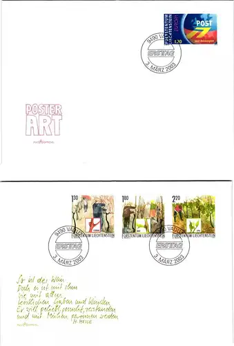 Liechtenstein Jahrgang 2003 gestempelt als FDC/ Ersttagsbriefe #JU675
