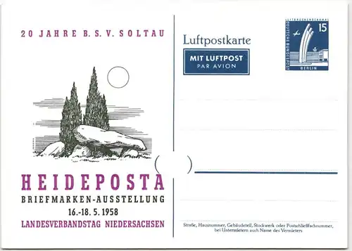 Berlin auf Privatganzsache 15 Pfenning Heideposta ungebraucht #KD213