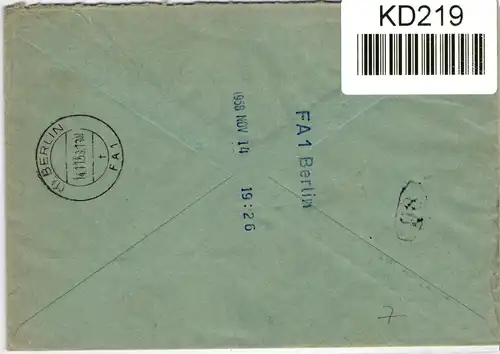 Berlin auf Brief Freistempler mit Rohrpost gelaufen #KD219