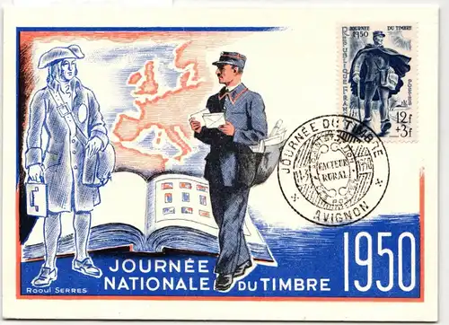 Frankreich 881 auf Postkarte Tag der Briefmarke 1950 #KD260