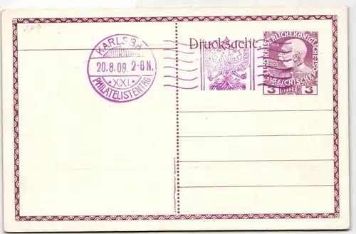 Österreich als Ganzsache XXI. Philetalistentag Karlsbad 1909 #KD273