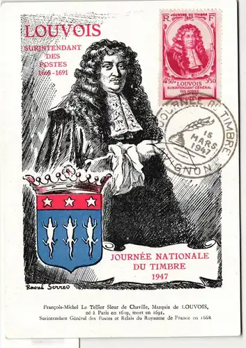 Frankreich 772 auf Postkarte Tag der Briefmarke 1947 #KD258