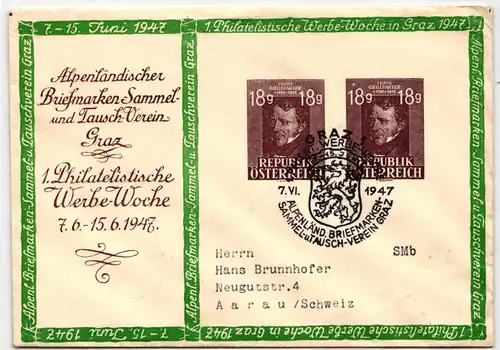 Österreich als Ganzsache 1. Philatelistische Werbewoche Graz 1947 #KD276