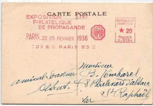 Frankreich 838 auf Postkarte Tag der Briefmarke 1949 #KD262