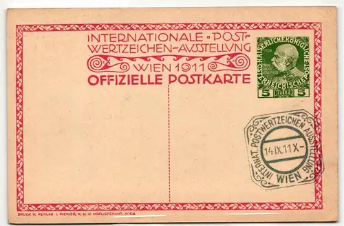 Österreich als Ganzsache Internationale Postwertzeichen-Ausstellung 1911 #KD274