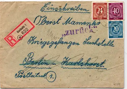 Alliierte Besetzung 924, 925, 929 auf Brief Oberst Mamenko #KD310