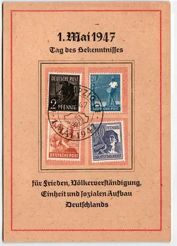 Alliierte Besetzung 943 u.a. auf Ausstellungskarte 1. Mai 1947 #KD369