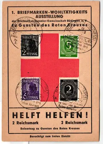 Alliierte Besetzung 912 u.a. auf Ausstellungskarte 1. Briefmarken... #KD365
