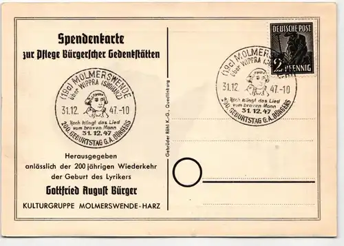 Alliierte Besetzung 943 auf Ausstellungskarte Spendenkarte #KD373