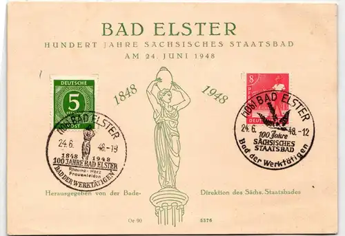 Alliierte Besetzung 915, 945 auf Ausstellungskarte Bad Elster #KD362