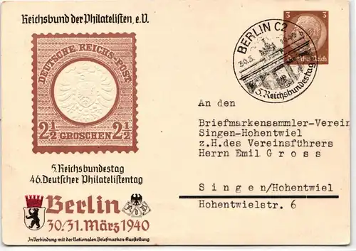 Deutsches Reich PP122/C104-06 als Ganzsache 5. Reichsbundestag #KD400
