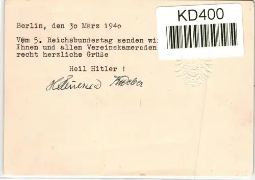 Deutsches Reich PP122/C104-06 als Ganzsache 5. Reichsbundestag #KD400