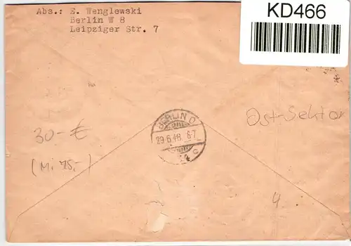 Alliierte Besetzung 962 u.a. auf Brief 10 fach Berlin #KD466