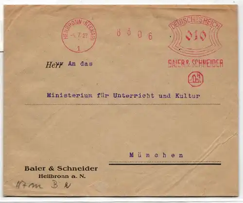 Deutsches Reich auf Brief Freistempler Baier und Schneider #KD531