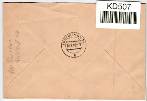 Berlin 5, 6 auf Brief gelaufen #KD506