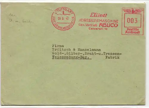Deutsches Reich auf Brief Freistempler Elliot #KD530