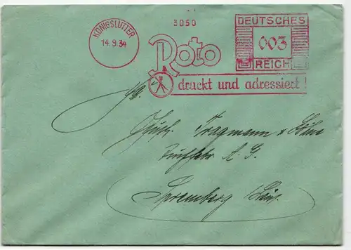 Deutsches Reich auf Brief Freistempler Roto #KD541