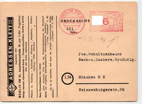 Deutsches Reich auf Brief Freistempler Klett GmbH #KD528