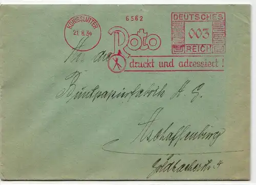 Deutsches Reich auf Brief Freistempler Roto #KD539