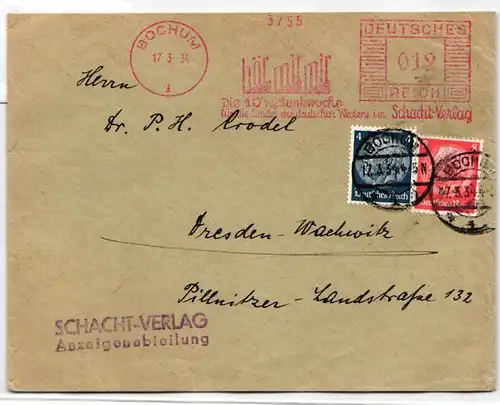 Deutsches Reich auf Brief Freistempler Schacht Verlag #KD548