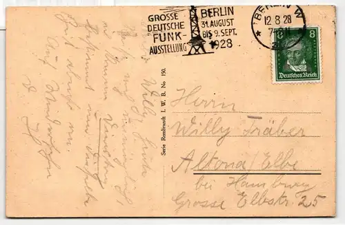 Deutsches Reich 389 auf Postkarte Berliner Postgeschichte #KD561