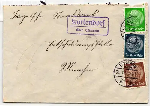 Deutsches Reich 513-515 auf Brief Poststellenstempel #KD603